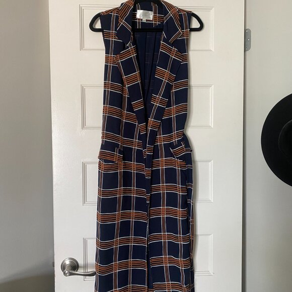 J.O.A. Orange and Blue Plaid Wrap Dress - Picture 4 of 5